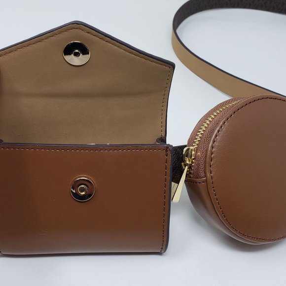 Michael Kors Women's  Brown Leather Double-Pouch Belt Bag (556274C) Size S/M. NW - Picture 4 of 7